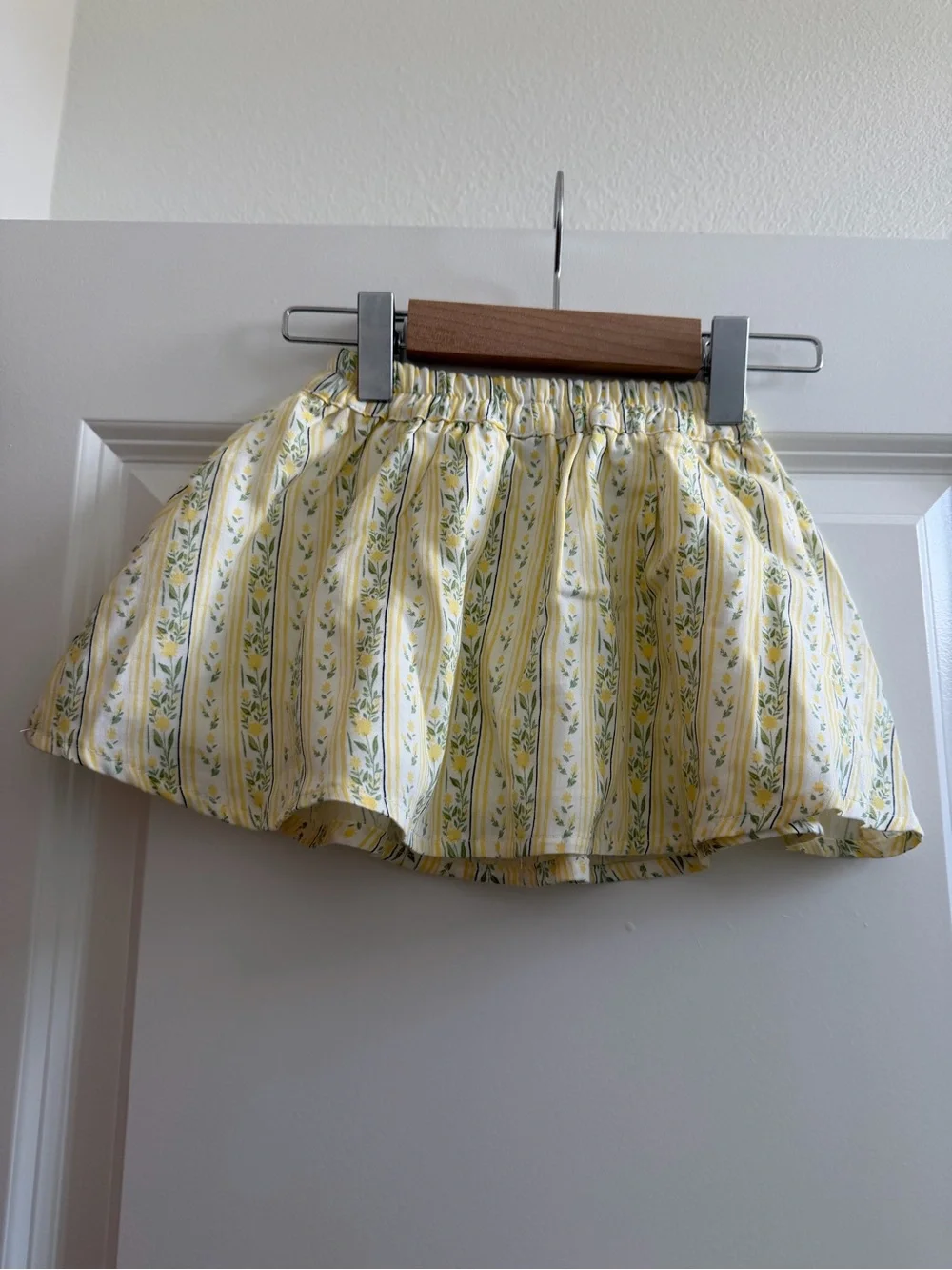 Girls Yellow Floral Stripe Skirt - Brand Unspecified